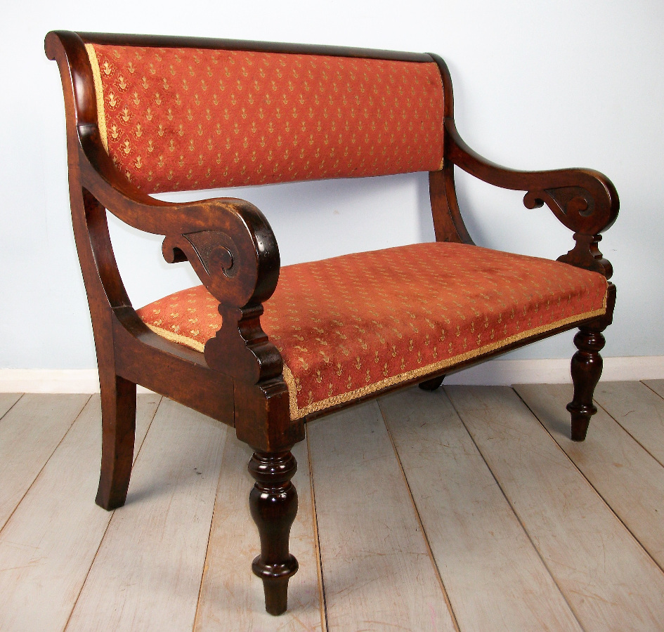 Victorian Walnut Window Seat Hall Bench